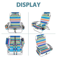 SUNSPIRE Aluminum 5-Position Beach Chair Lay Flat for Adult, Backpack Folding Chair with Cooler Bag Cup Phone Holder, Towel Bar Outdoor, 2 Pack
