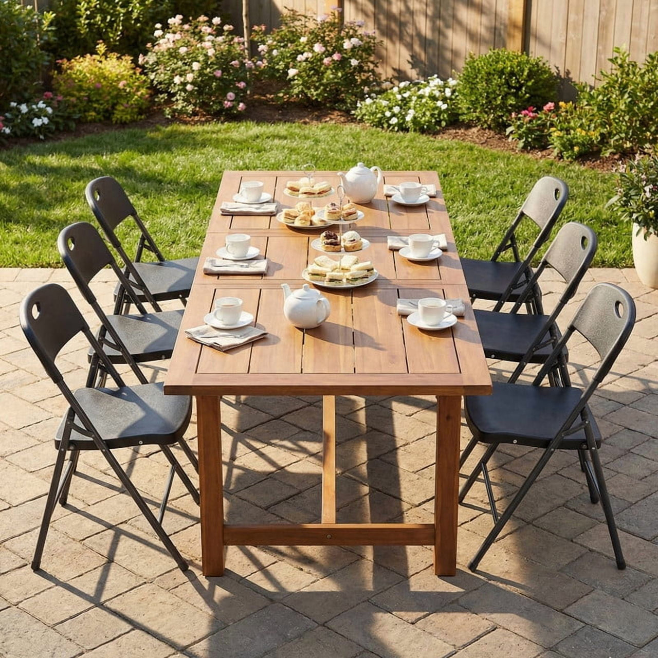 Gianna 2 Pack Plastic Folding Chairs Stackable Patio Garden Office Wedding Party Event Chairs, Black