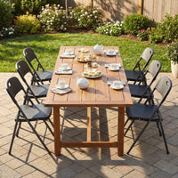 Gianna 2 Pack Plastic Folding Chairs Stackable Patio Garden Office Wedding Party Event Chairs, Black