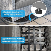 Muphyers 9-Piece Wicker Swivel Rocker Chairs Set with 55000BTU Fire Pit Table & Ottomans, All-Weather Outdoor Patio Furniture Set, Conversation Set for Backyard Porch Deck Garden,Gray