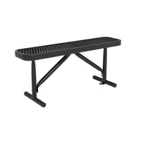 AwayHome 4FT Metal Outdoor Backless Park Bench,Weather-Resistant Heavy Duty Steel Mesh Seating for Commercial,Black