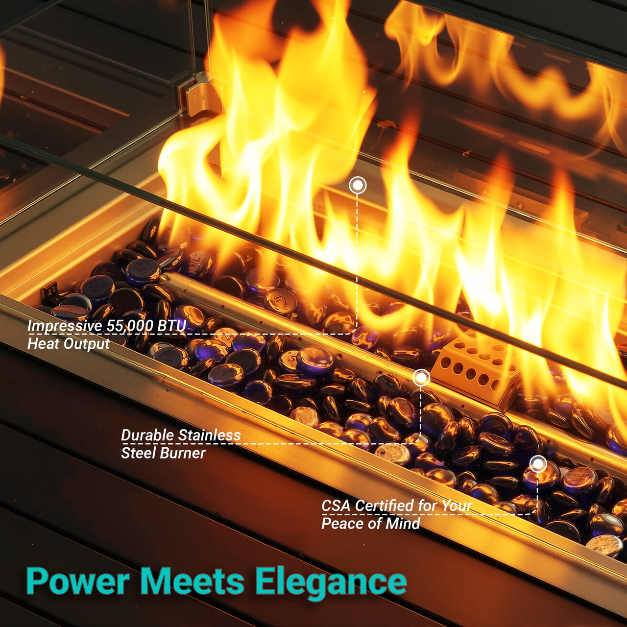 Muphyers 9-Piece Wicker Swivel Rocker Chairs Set with 55000BTU Fire Pit Table & Ottomans, All-Weather Outdoor Patio Furniture Set, Conversation Set for Backyard Porch Deck Garden,Gray