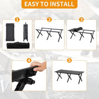 LapEasy Camping Table Portable, 47x23in Lightweight Aluminum Folding Table Card Table for Outdoor, Beach, Indoor, Office