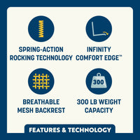 GCI Outdoor Freestyle Rocker Elite Folding Rocking Camping Chair, Rich Blue