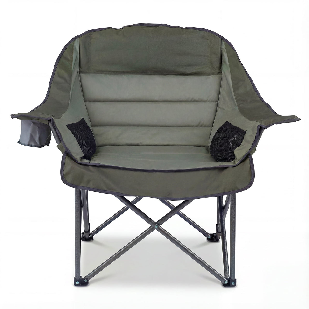 Costway Oversized Camping Chair Folding Upholstered Oxford Chair with Side Pockets Green