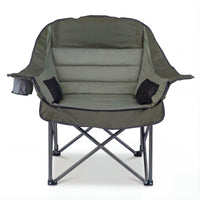 Costway Oversized Camping Chair Folding Upholstered Oxford Chair with Side Pockets Green