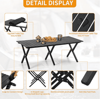 LapEasy Camping Table Portable, 47x23in Lightweight Aluminum Folding Table Card Table for Outdoor, Beach, Indoor, Office