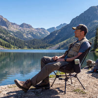 VECUKTY Portable Camping Chair with Carry Bag, Lightweight Folding Outdoor Chair with Side Pocket for Camping, Hiking, Fishing, Black