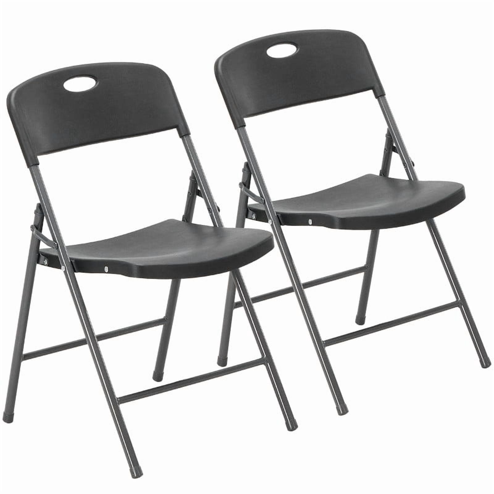 Gianna 2 Pack Plastic Folding Chairs Stackable Patio Garden Office Wedding Party Event Chairs, Black