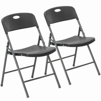 Gianna 2 Pack Plastic Folding Chairs Stackable Patio Garden Office Wedding Party Event Chairs, Black