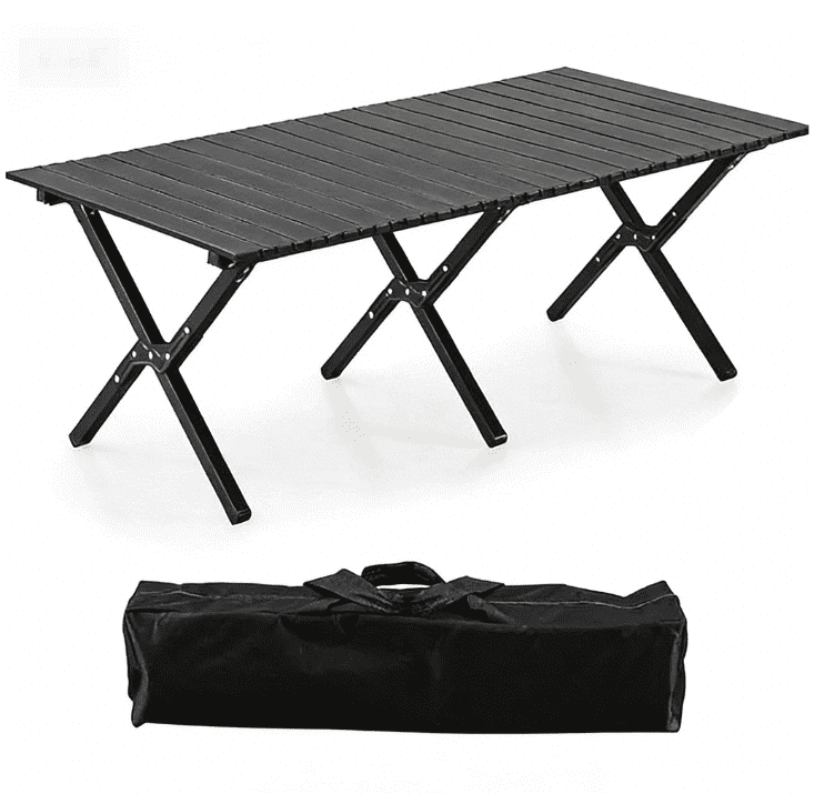 LapEasy Camping Table Portable, 47x23in Lightweight Aluminum Folding Table Card Table for Outdoor, Beach, Indoor, Office