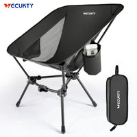 VECUKTY Portable Camping Chair with Carry Bag, Lightweight Folding Outdoor Chair with Side Pocket for Camping, Hiking, Fishing, Black