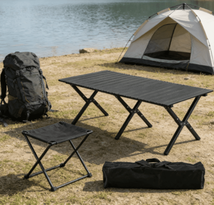 LapEasy Camping Table Portable, 47x23in Lightweight Aluminum Folding Table Card Table for Outdoor, Beach, Indoor, Office