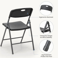 Gianna 2 Pack Plastic Folding Chairs Stackable Patio Garden Office Wedding Party Event Chairs, Black