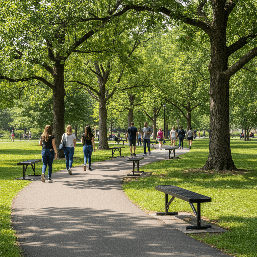 AwayHome 4FT Metal Outdoor Backless Park Bench,Weather-Resistant Heavy Duty Steel Mesh Seating for Commercial,Black