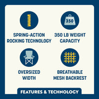 GCI Outdoor Comfort Pro Rocker XL Oversized Rocking Camping Chair, Heathered Charcoal