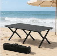 LapEasy Camping Table Portable, 47x23in Lightweight Aluminum Folding Table Card Table for Outdoor, Beach, Indoor, Office